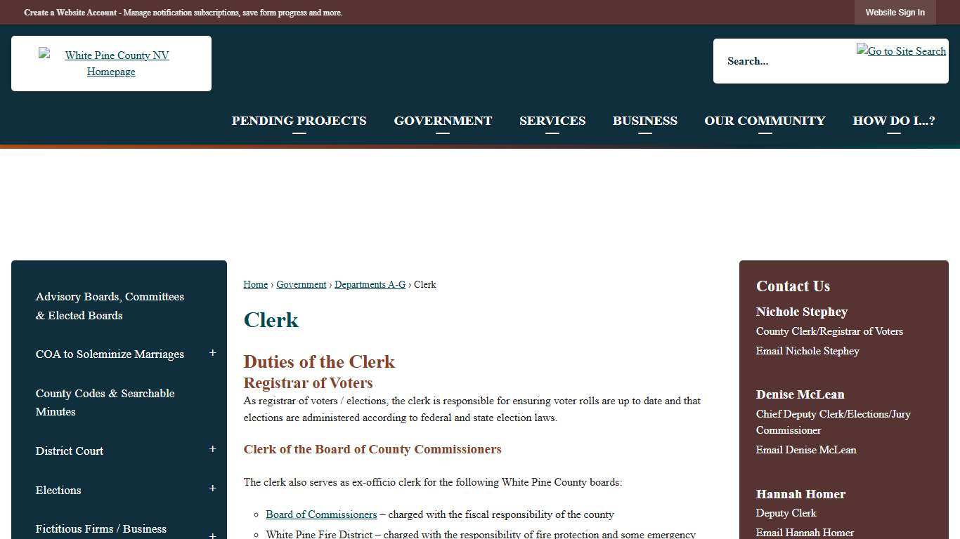 Clerk White Pine County, NV - Official Website